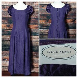 Alfred Angelo Vintage 80s Formal Gown Dress Cap Sleeve Purple USA Union Made
